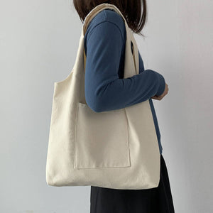 
                  
                    Load image into Gallery viewer, ACCITY - SOLID COLOR LITERARY BLANK HAND-PAINTED CANVASBAG_CWAB2131: Beige / (OS) 2
                  
                