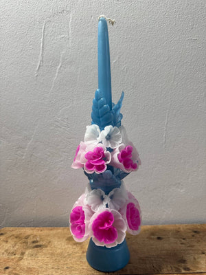 
                  
                    Load image into Gallery viewer, Tall Mexican Floral Candle-  Ocean + Paleta
                  
                