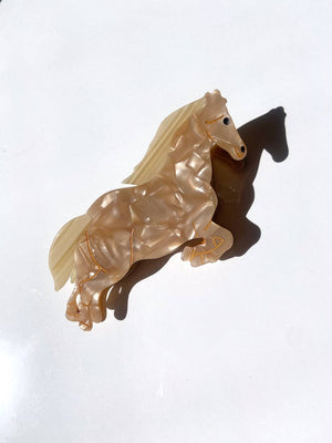 
                  
                    Load image into Gallery viewer, Solar Eclipse - Hand-painted Horse Claw Hair Clip | Eco-Friendly: Beige
                  
                