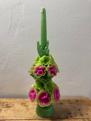 
                  
                    Load image into Gallery viewer, Tall Mexican Floral Candle-  Palma + Lime
                  
                