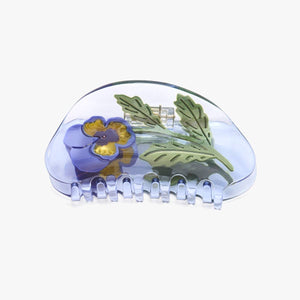 
                  
                    Load image into Gallery viewer, Viola Violet Pansy Flower Purple Acetate Hair Claw Clip
                  
                