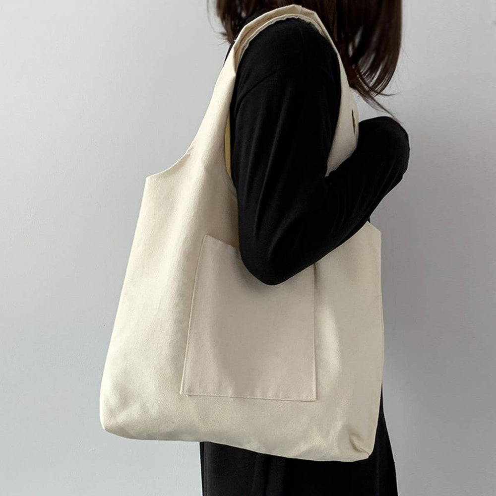 
                  
                    Load image into Gallery viewer, ACCITY - SOLID COLOR LITERARY BLANK HAND-PAINTED CANVASBAG_CWAB2131: Beige / (OS) 2
                  
                