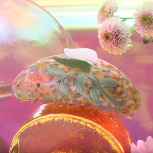 
                  
                    Load image into Gallery viewer, Hesperides Orange Acetate Floral Large Hair Claw
                  
                