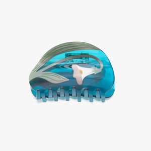 
                  
                    Load image into Gallery viewer, Alba White Vine Flower Teal Acetate Hair Claw Clip Accessory
                  
                