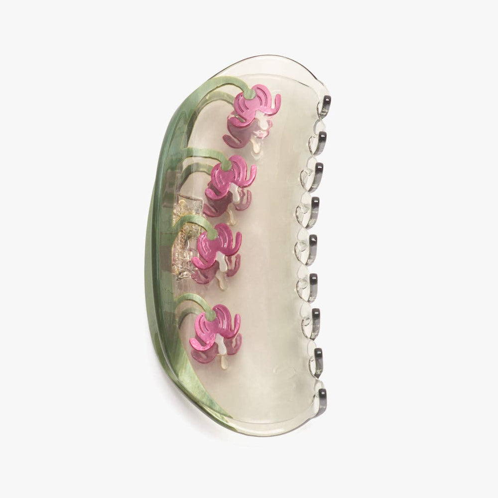 
                  
                    Load image into Gallery viewer, Bleeding Heart Flower Long Green Acetate Hair Claw Clip
                  
                