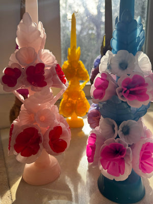 
                  
                    Load image into Gallery viewer, Tall Mexican Floral Candle-  Ocean + Paleta
                  
                