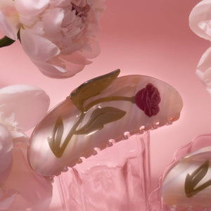 
                  
                    Load image into Gallery viewer, Wild Rose Flower Long Hair Claw in Pink Acetate
                  
                