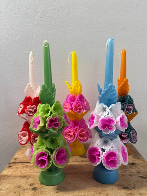 
                  
                    Load image into Gallery viewer, Tall Mexican Floral Candle-  Palma + Lime
                  
                