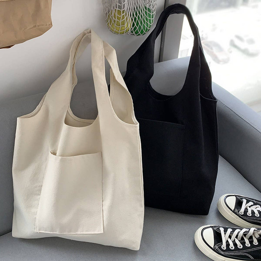 
                  
                    Load image into Gallery viewer, ACCITY - SOLID COLOR LITERARY BLANK HAND-PAINTED CANVASBAG_CWAB2131: Beige / (OS) 2
                  
                