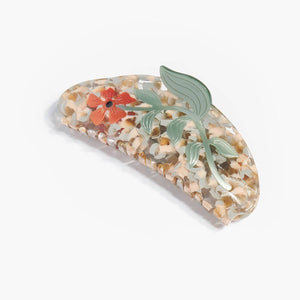 
                  
                    Load image into Gallery viewer, Hesperides Orange Acetate Floral Large Hair Claw
                  
                