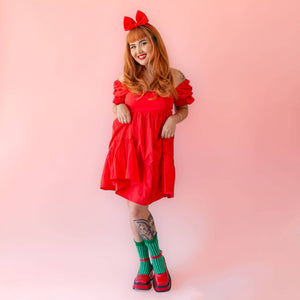 
                  
                    Load image into Gallery viewer, Sunshine Studios - Holiday Striped Crew Socks | Emerald
                  
                