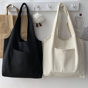 
                  
                    Load image into Gallery viewer, ACCITY - SOLID COLOR LITERARY BLANK HAND-PAINTED CANVASBAG_CWAB2131: Beige / (OS) 2
                  
                