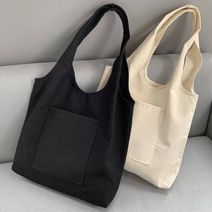 
                  
                    Load image into Gallery viewer, ACCITY - SOLID COLOR LITERARY BLANK HAND-PAINTED CANVASBAG_CWAB2131: Beige / (OS) 2
                  
                