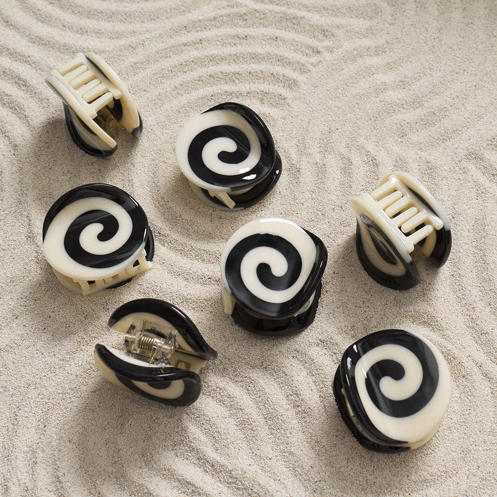 
                  
                    Load image into Gallery viewer, Black and White Mini Spiral Hair Claw Set
                  
                