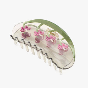 
                  
                    Load image into Gallery viewer, Bleeding Heart Flower Long Green Acetate Hair Claw Clip
                  
                