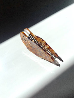 
                  
                    Load image into Gallery viewer, Solar Eclipse - Hand-painted Owl Bird Claw Hair Clip | Eco-Friendly: Brown
                  
                