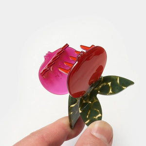 
                  
                    Load image into Gallery viewer, Red Pomegranate Fruit Hair Claw with Butterfly Clip Handle
                  
                