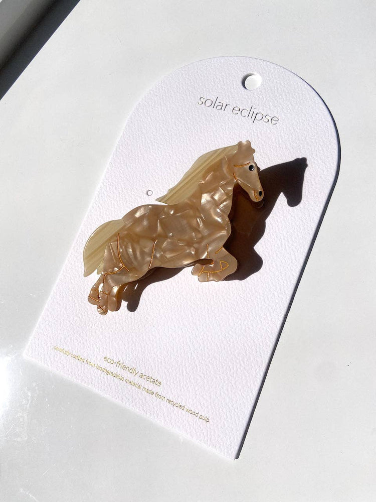 
                  
                    Load image into Gallery viewer, Solar Eclipse - Hand-painted Horse Claw Hair Clip | Eco-Friendly: Beige
                  
                